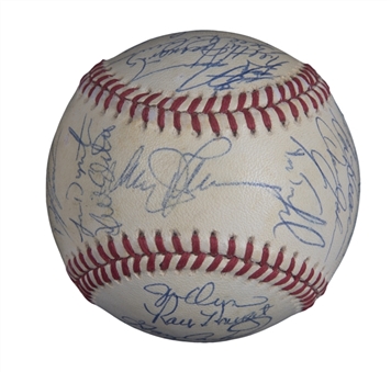 1986 World Series Champion New York Mets Team Signed Official World Series Baseball With 28 Signatures Including Gary Carter (JSA)